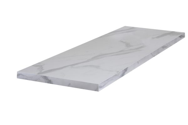 FAB werkblad / aanrechtblad – wit marmer – 304 x 64 x 3,8cm