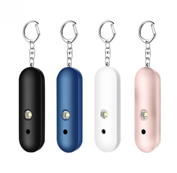 Mini draagbare Zelfverdediging sleutelhanger/Persoonlijk alarm 130db alarm met LED-flitslicht in zwart/blauw/wit/ roze