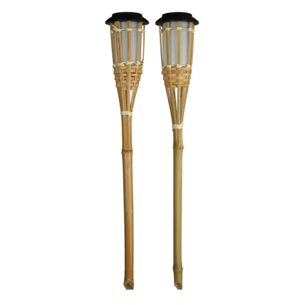 Bamboe Fakkels - Naturel - solar -led - Set 2 stuks