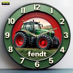 Klok Tractor 20 cm - Fendt trekker klok - 2D - geluidloze wandklok