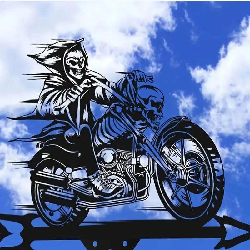 Windwijzer motor ghost rider metaal 33cm x 60cm. - Afbeelding 2