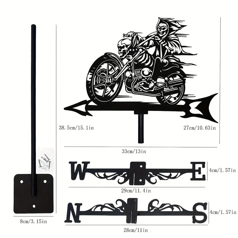 Windwijzer motor ghost rider metaal 33cm x 60cm. - Afbeelding 3