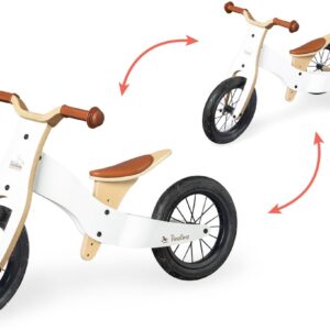 2 in 1 houten Loopfiets en driewieler 'Oskar' - Wit/naturel Pinolino