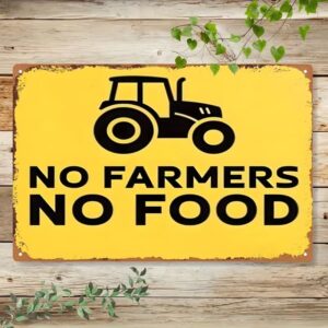 Metalen decoratie bord 30 x 20 cm ” No farmers No food”