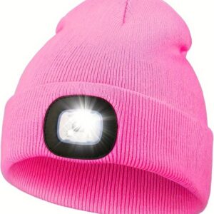 Warme muts met LED verlichting ROZE