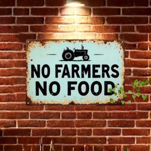 Metalen decoratiebord - wandbord : No farmers No food 30 x 20 cm