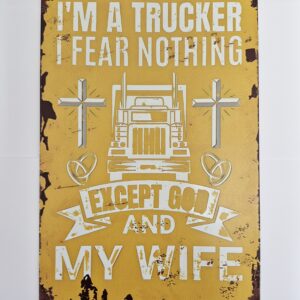 Metalen decoratiebord – wandbord : voor de stoere trucker 30 x 20 cm