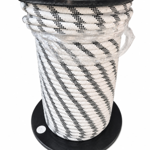 Touw op rol wit / zwart nylon Ø 12,5 mm ca.150 meter