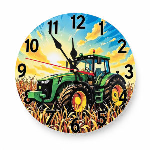 Klok Tractor 25 cm – John Deere – trekker klok – 2D – geluidloze wandklok